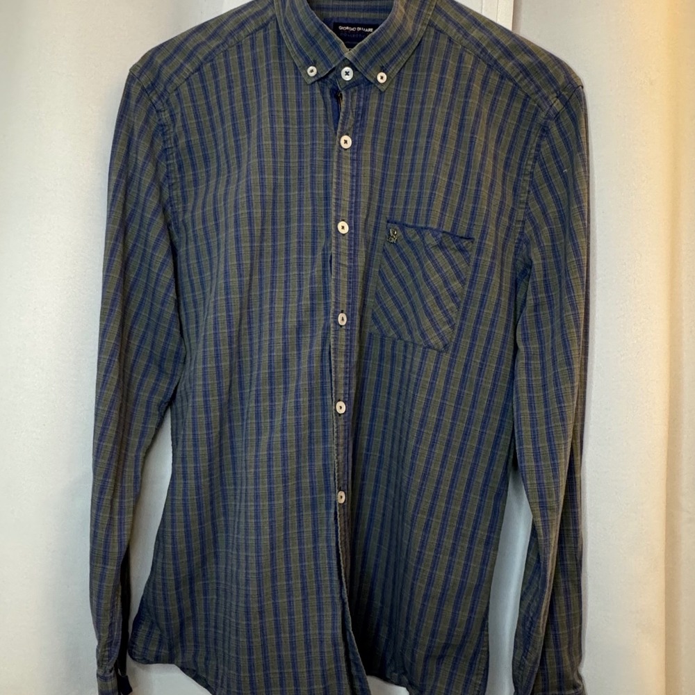 Giorgio Di Mare Yachting Collection Plaid Button Down‎ Shirt Mens XL Regular Fit